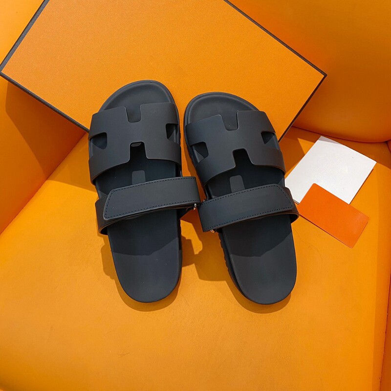 Channel Version! Non-Market Goods! Erjiu Slippers Summer Genuine Leather Thick-Soled Velcro Outer Slippers One-Strap Sandals