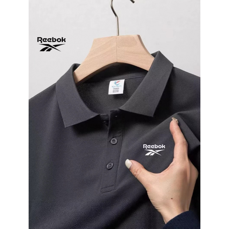 Complete with all three labels, Reebok's new summer short-sleeve men's polo shirt is a sports quick-dry loose-fit collared T-shirt