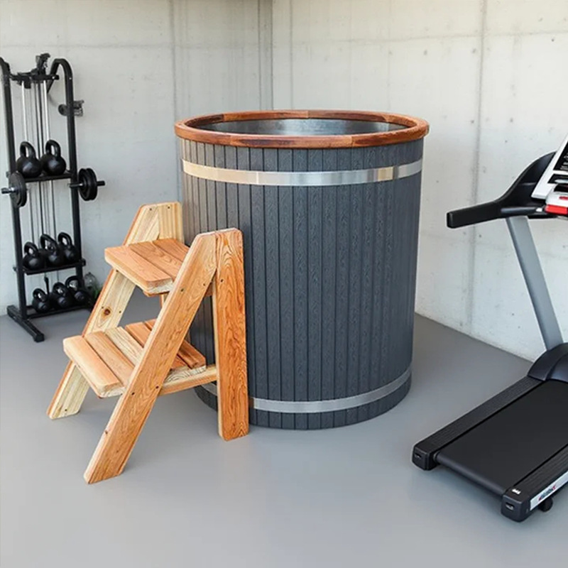 2025 Export Best-Selling Stainless Steel Cold Water Bathtub Black Plastic Wood Shell Cold Water Bathtub Cold Therapy Ice Bathtub