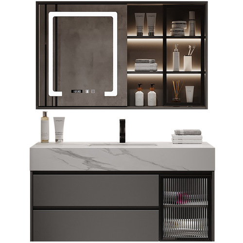 Light luxury slate solid wood bathroom cabinet combination bathroom washbasin cabinet washstand washbasin set washbasin cabinet