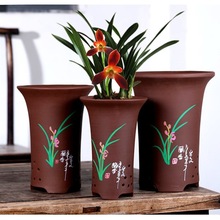 桌面现代简约宜兴紫砂泥盆大号出汗吊兰绿植园艺兰花盆陶瓷