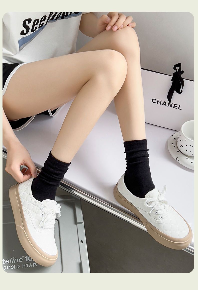 Zhuji socks spring and autumn women's pile socks white moon socks Japanese boneless socks calf socks ladies mid-tube socks