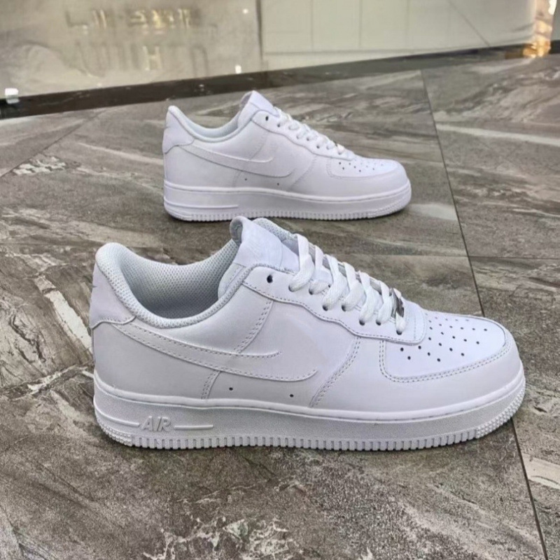 Cross-border Air Force 1 pure white sneakers, made with top-grain leather, unisex, with air cushioning and a rubber sole, suitable for sports and casual wear Cross-border Air Force 1 pure white sneakers, made with top-grain leather, unisex, with air cushioning and a rubber sole, suitable for sports and casual wear