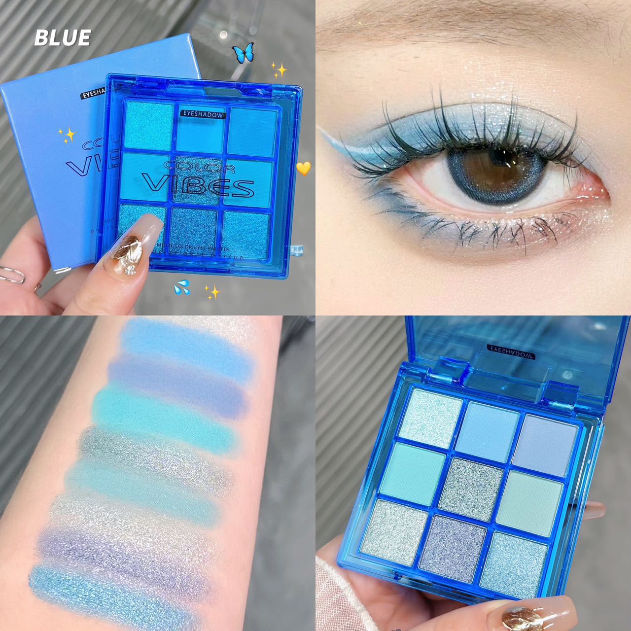 COOL STORY Blue Witch 9-color Eyeshadow Palette fang Sweat Klein Blue cos Stage Festival Colorful Makeup details Picture