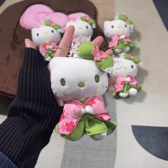 和風桜ブルー着物キティバッグペンダントかわいい人形スクールバッグペンダントガールハート人形キーホルダー