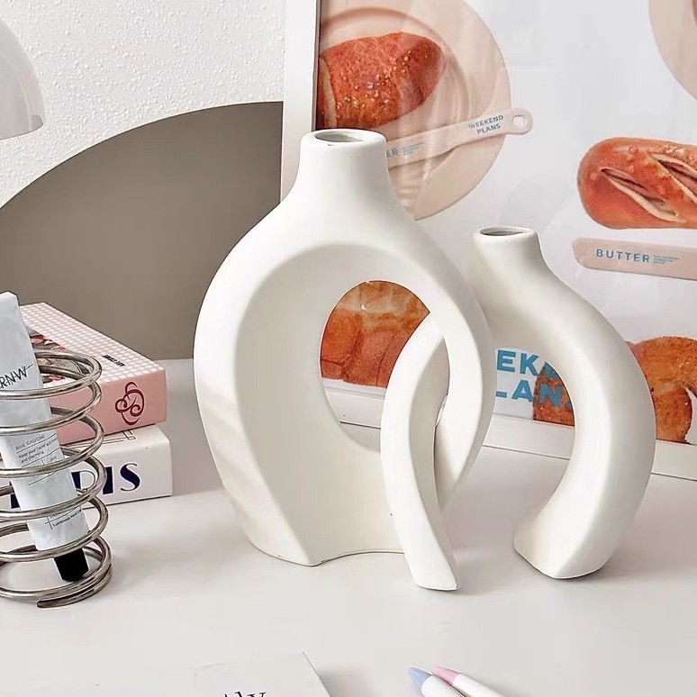 北欧スタイルのセラミック花瓶フラワーアレンジメント装飾品ハイエンドニッチリビングルーム玄関家の装飾花瓶セラミック花器