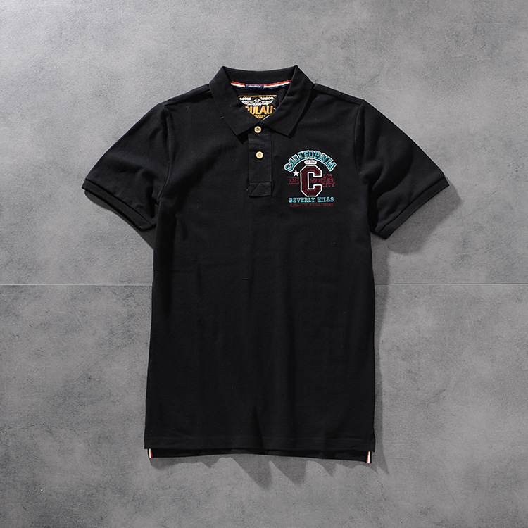 Spring and summer new American simple original letter embroidery men's collar short-sleeved POLO shirt half-sleeve PK505 6