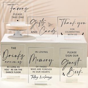 6Pcs High-End Wedding Banquet Reception Signs, Clear Table Decoration, with Fixed Rustic Style