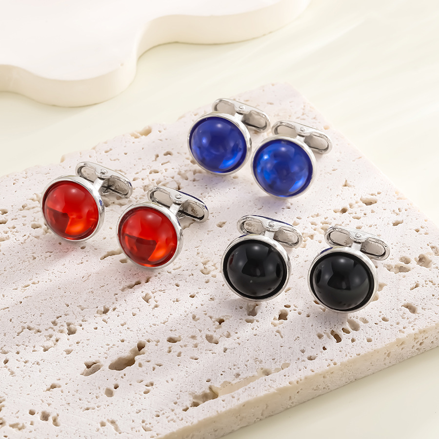 Manschettknappar med ädelsten för herrskjorta retro stil_voghion.com