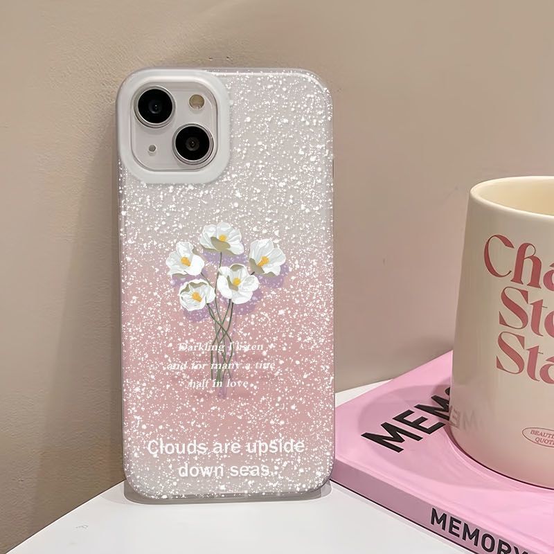 Gradient Flower Pattern Suitable for Apple 16Promax Mobile Phone Case Iphone15 New Model Apple 14/13/12/11 for Women