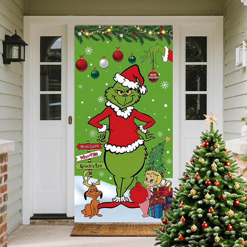 2025 新しいクリスマスクリエイティブ装飾ドアカバークリスマス雰囲気シーンレイアウトクロスボーダー卸売背景カバー布|undefined