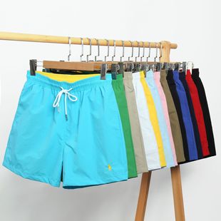 Summer Men's American Pony Logo Embroidered Polo Shorts Surfing Quick-Drying Three-Point Pants Sports Running Beach Export