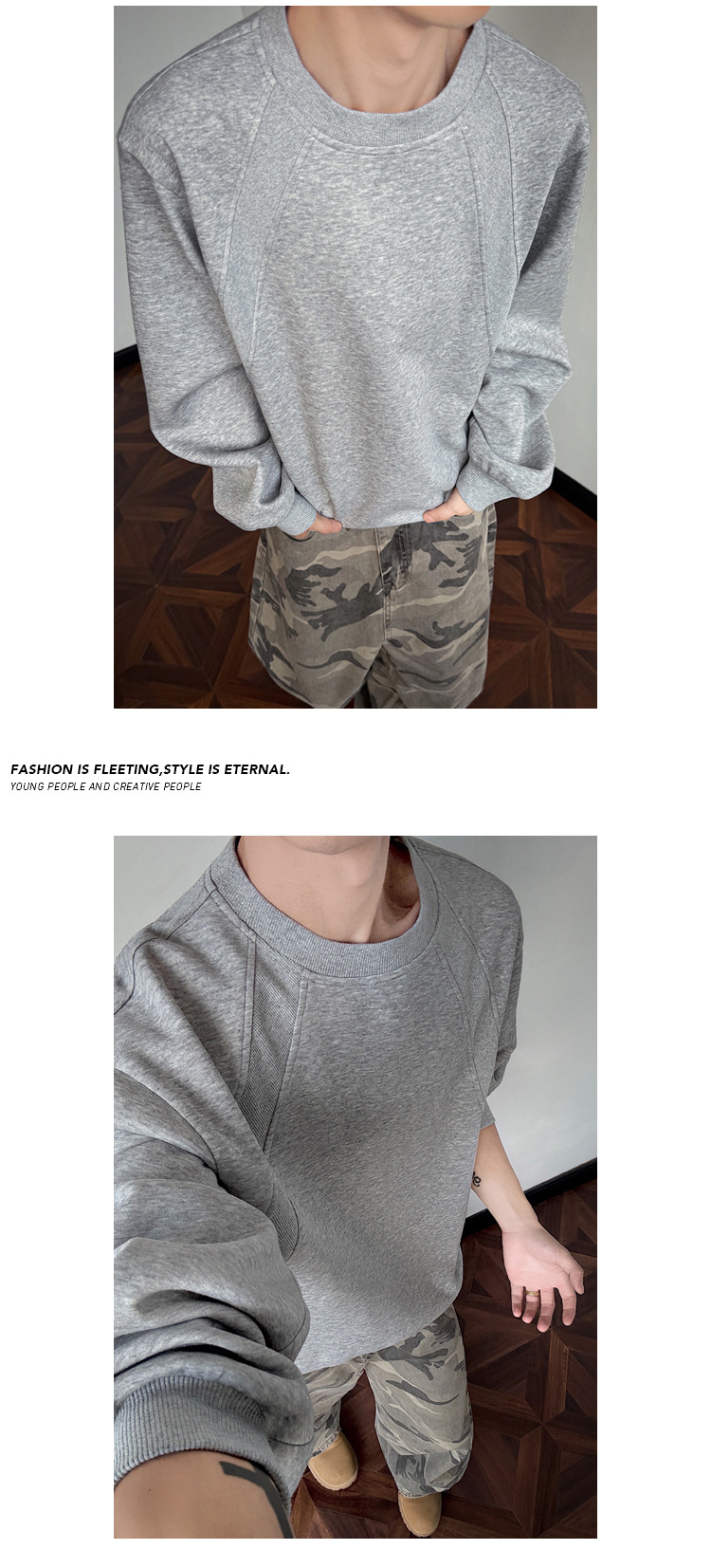 Men's Heavy Deconstructed Sweatshirt Trendy Loose Pullover Top_voghion.com
