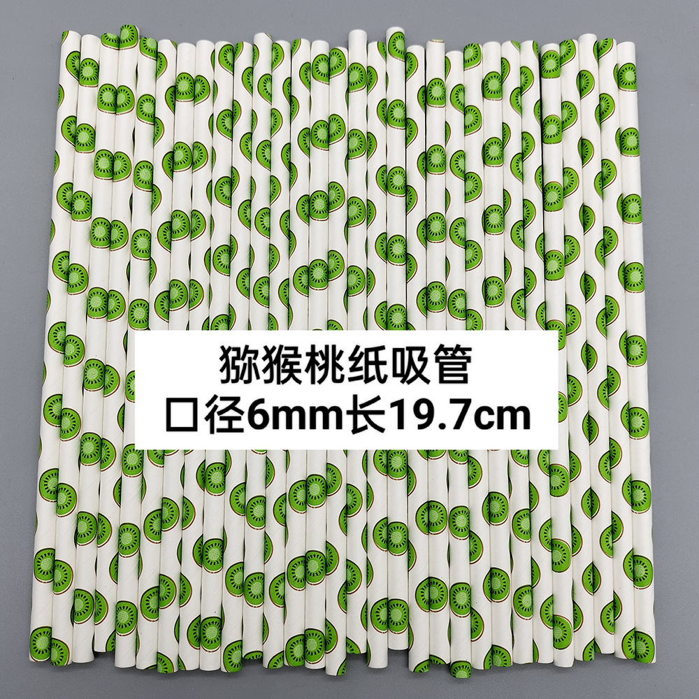 Papel verde paja desechable degradable paja de calidad alimentaria postre pastel decoración del partido paja hecha a mano