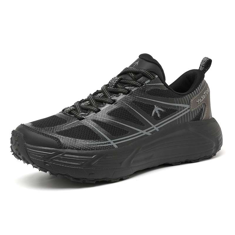 Primavera nuevo tipo de zapatos deportivos de tejido de vuelo para hombres, zapatos de correr transpirables casuales con suela gruesa