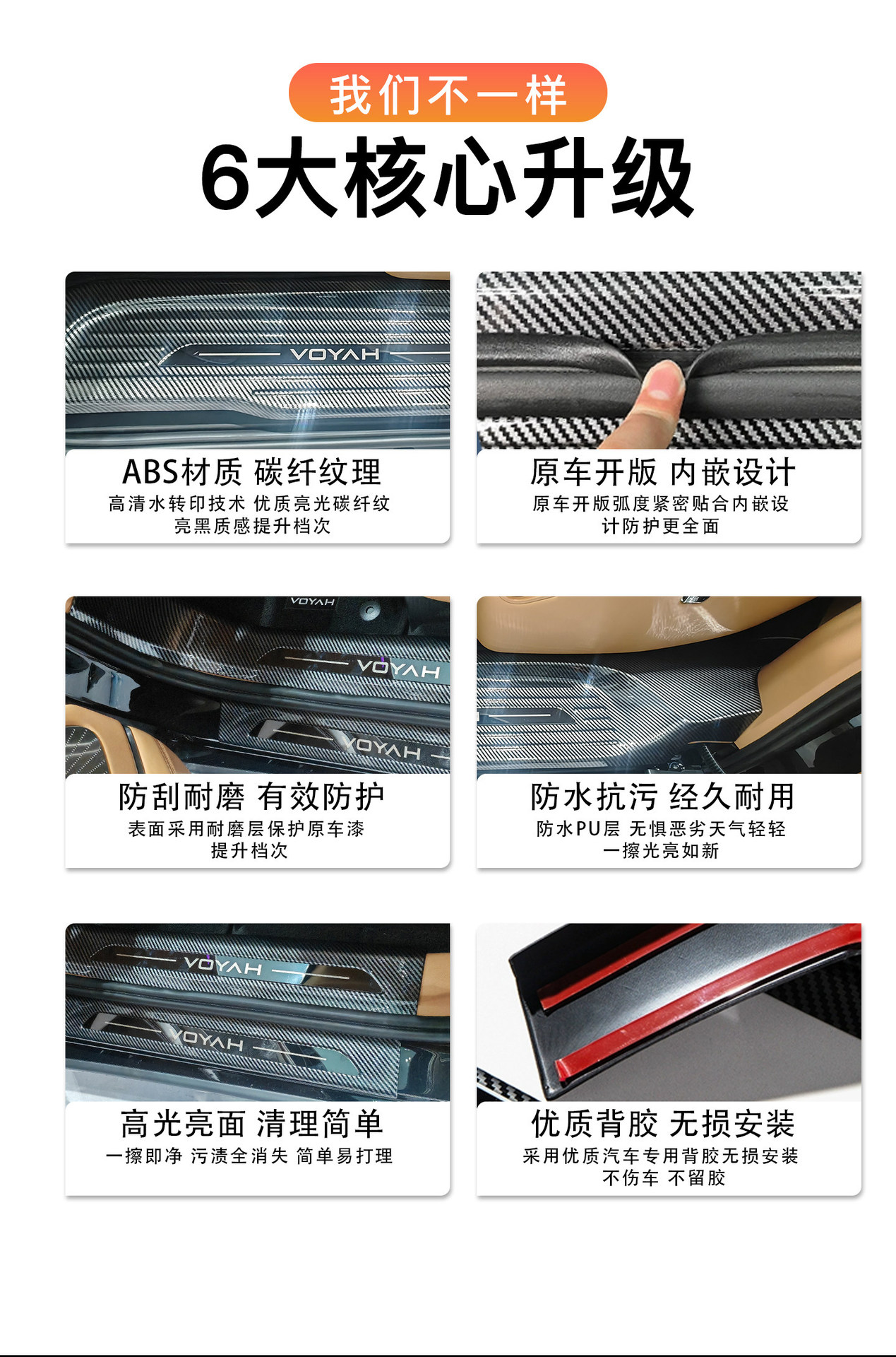 Suitable for 2025-2026 Lantu Dreamer models: full-coverage door sill trim, ABS carbon fiber welcome pedals, and anti-step accessories