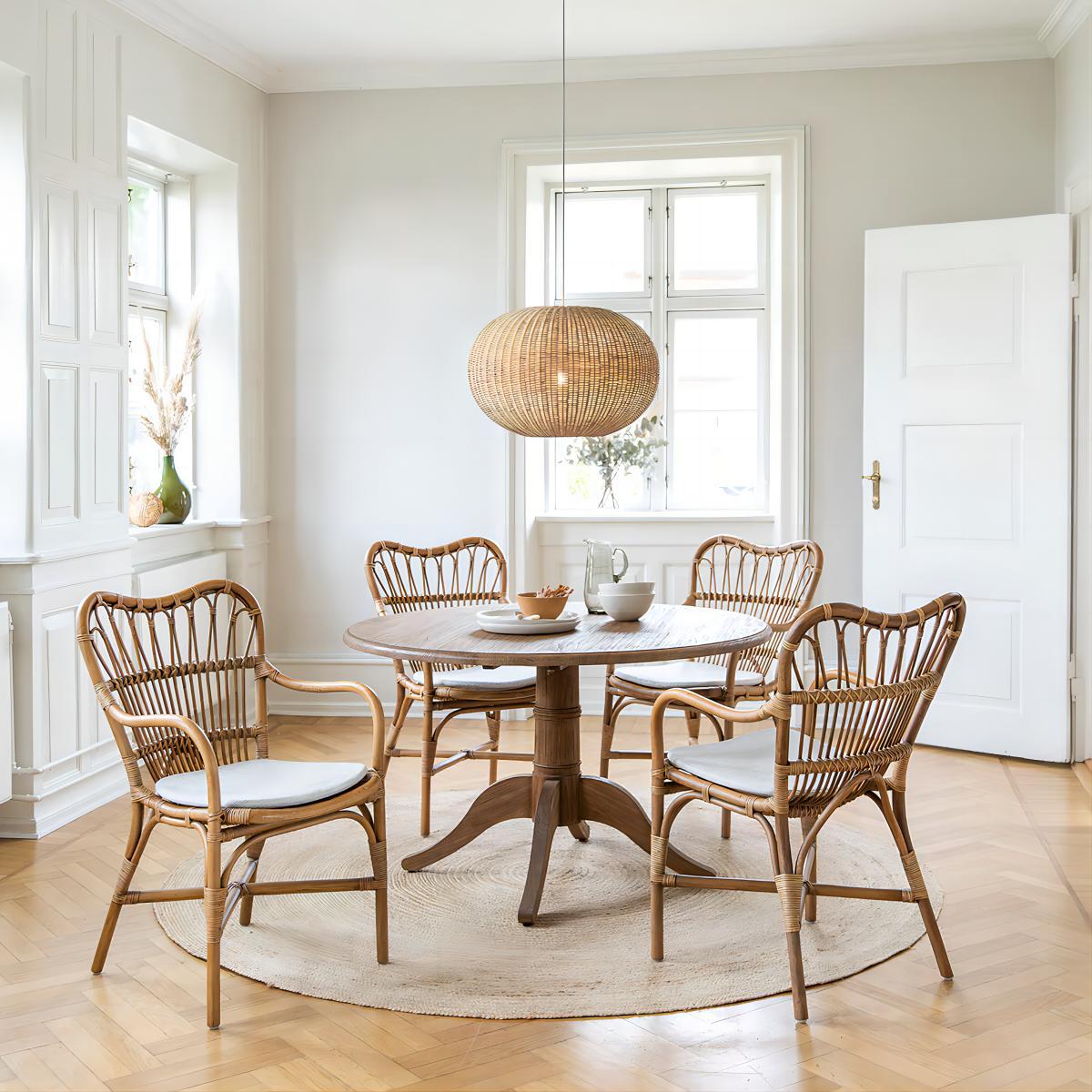 Lámparas nórdica de ovejas de madera pantalla de ratán creativo sala de estar comedor cabecera B & B sala de té araña de bola de ratán tejida