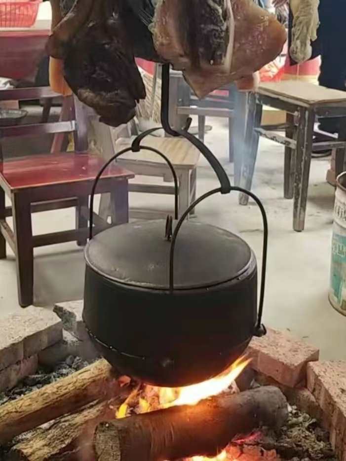 四川老式鼎锅平底铁锅闷饭加厚铸铁锅顶罐生铁双耳