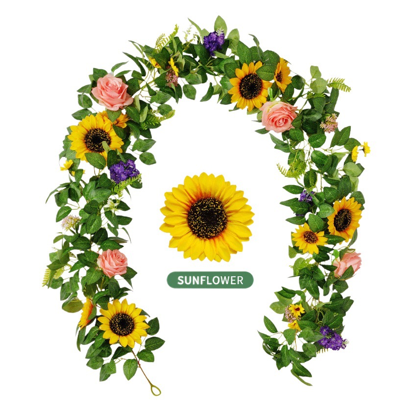 Transfronterizo mini pequeño sol flor vid Estilo nórdico decoración de la boda interior planta verde simulación girasol flor vid