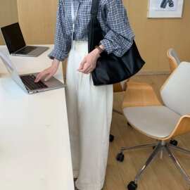 格子衬衫女早秋新款宽松男友风显瘦开衫外套慵懒日系衬衣图片色