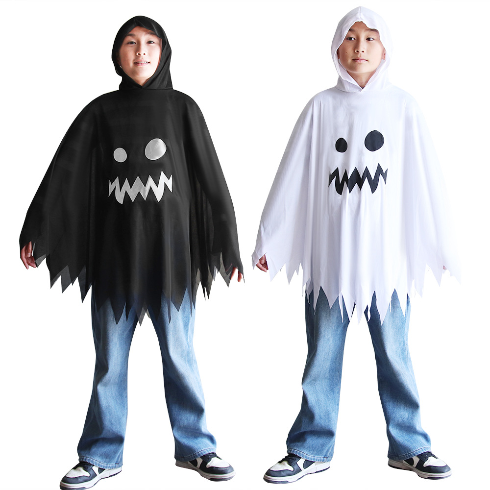 Traje transfronterizo de Halloween para niños, mueca, capa de fantasma blanca, vestido de fiesta, traje de calabaza de la muerte, capa