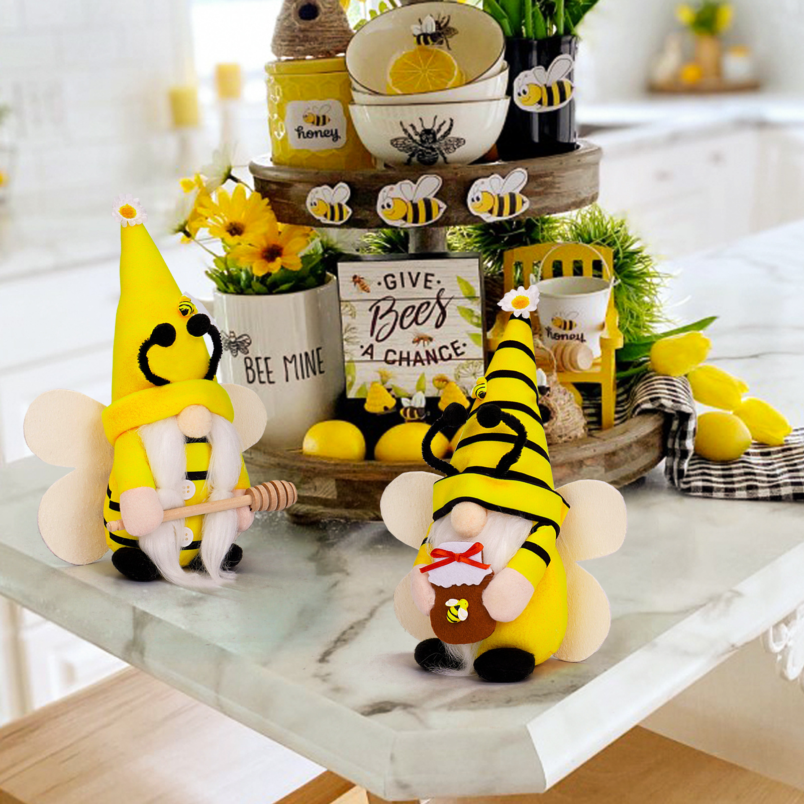 Transfronteriza nuevo festival de la abeja muñeca sin rostro lindo girasol tierra esencia muñeca otoño color Rudolf adornos al por mayor