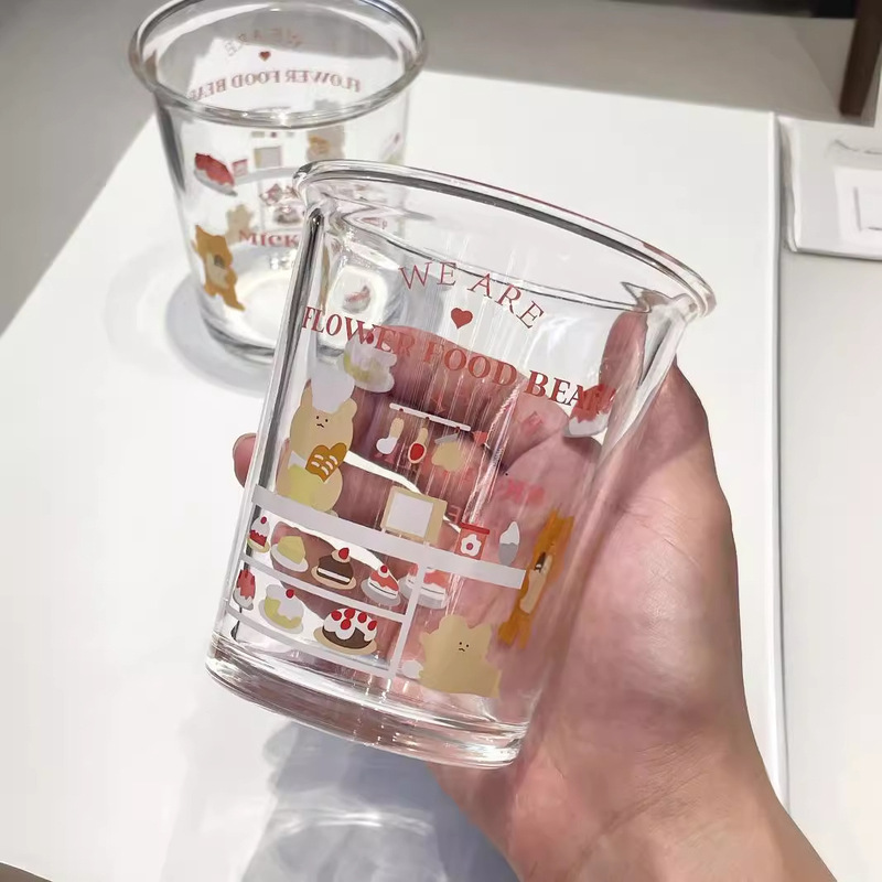 Cartoon Bear Beautiful Glass Cup, Simple Flip-Top Cup, Trendy Ins-Style High-Appearance Water Cup for Girls, Coffee Cup Cartoon Bear Beautiful Glass Cup, Simple Flip-Top Cup, Trendy Ins-Style High-Appearance Water Cup for Girls, Coffee Cup