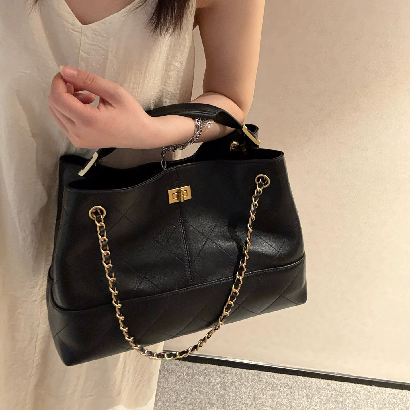 Компактная ретро универсальная сумка под мышку, цепочка, стиль Chanel
