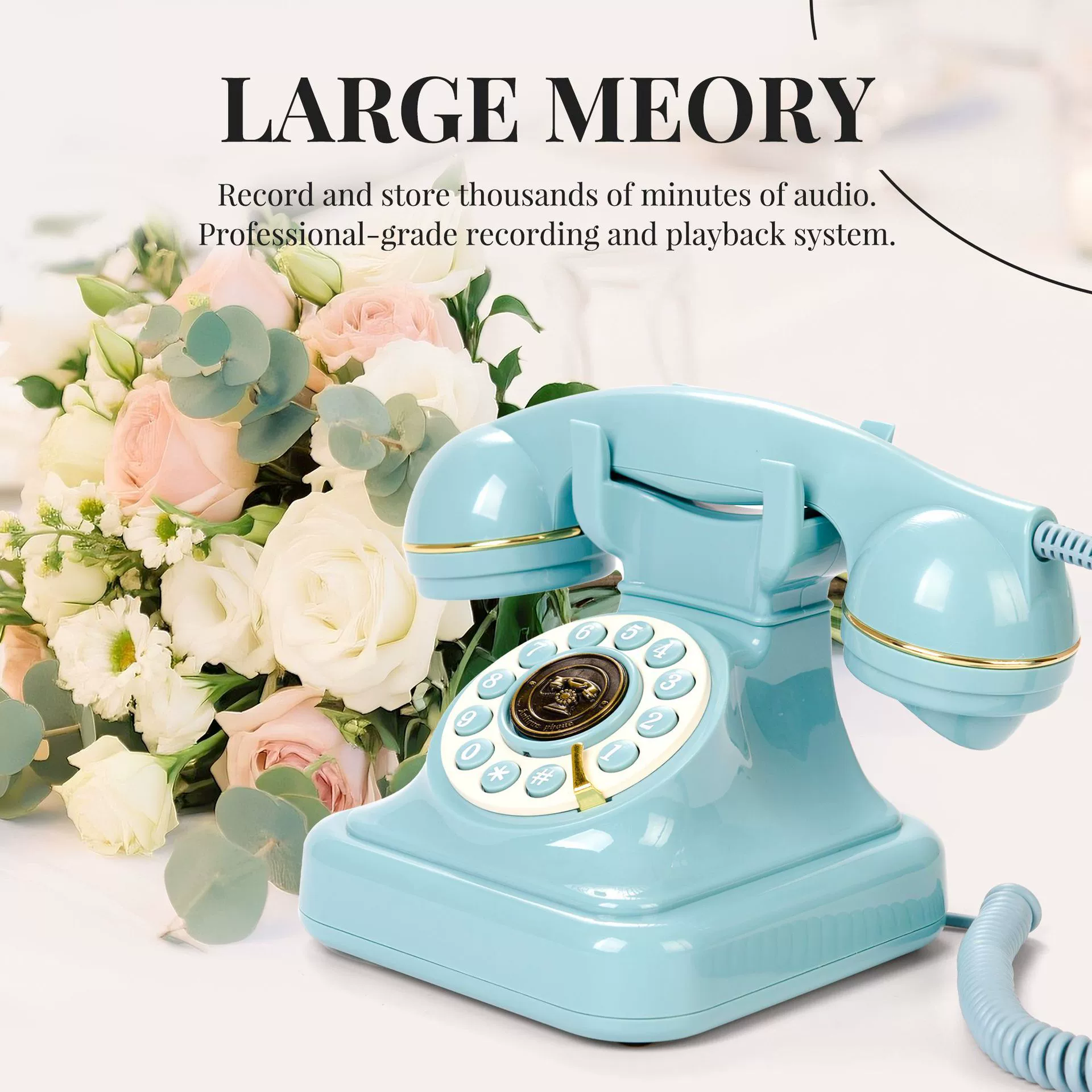 Ретро-колонка Bluetooth для записи голосовых сообщений, телефонных звонков, свадебных и праздничных мероприятий, книга для сообщений гостей, телефон в ретро-стиле