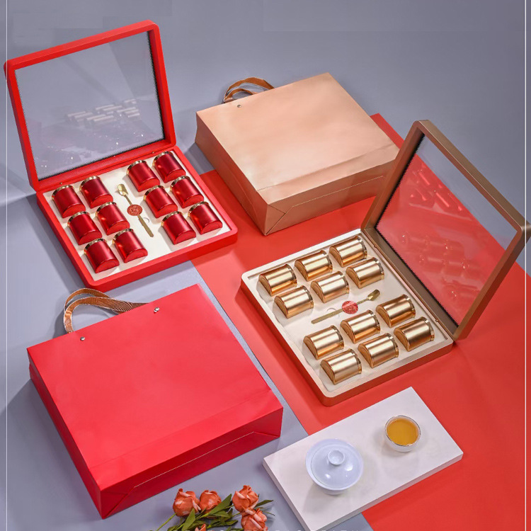 高档红茶叶小罐天窗透明12罐包装礼盒大红袍肉桂亚克力空绿茶通用