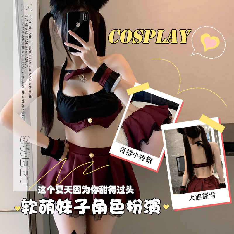 Sexy lingerie sexy neck JK student pleated skirt uniform suit role-playing cute pure want a generation of hair