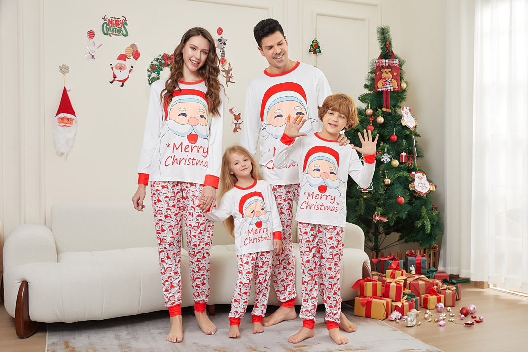 Christmas Santa letter Snowman Christmas family suit printed home clothes pajamas_voghion.com