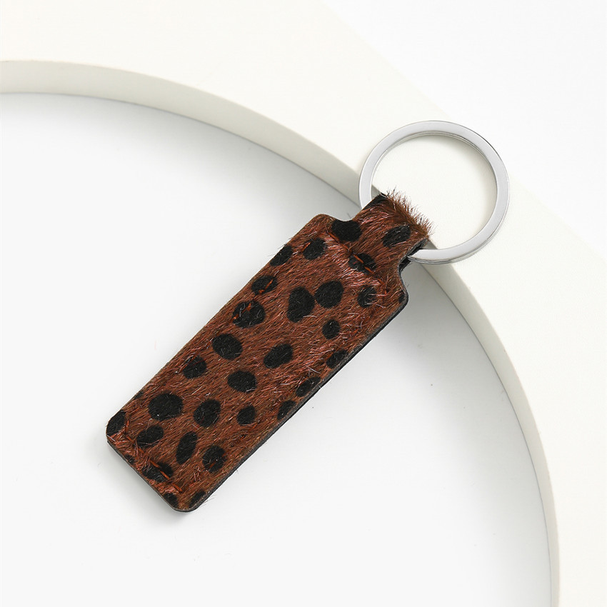 (2개) 레오파드 무늬 PU 가죽 키 체인 간단한 비즈니스 자동차 키 액세서리 가죽 교수형 액세스 제어 자동차 키 체인 액세서리