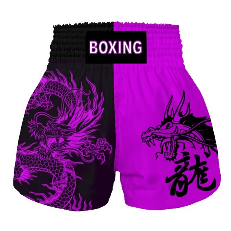 Muay Thai Shorts, Fighting Taekwondo MMA Printed Shorts for Boys and Girls Sanda Martial Arts Boxing Training Equipment