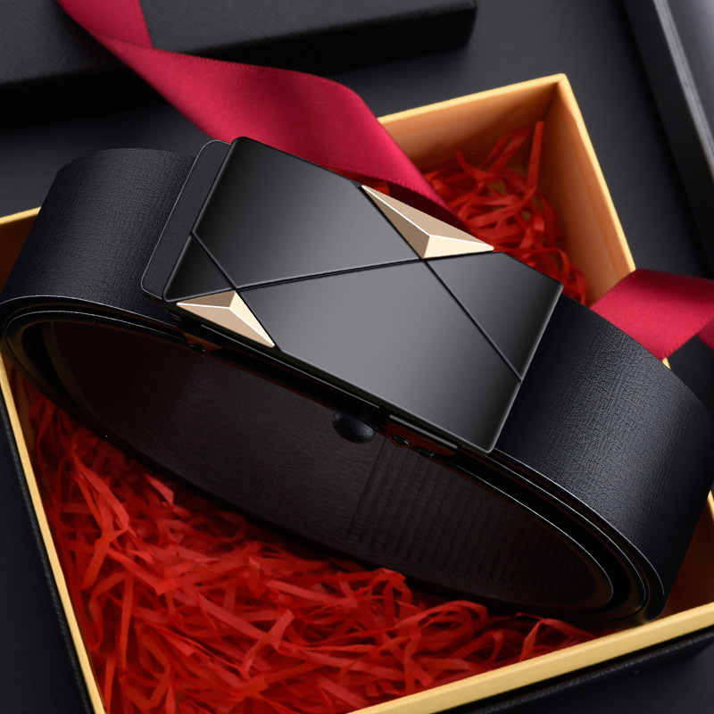 Cinturón Paul para hombres jóvenes y de mediana edad sin dientes, hebilla automática, cinturón interior, cinturón de PU anti-cuero general, por lotes