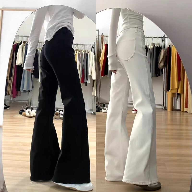 High-Waisted White Jeans for Women, Spring and Summer, Slimming Straight-Leg, Loose Fit, Slightly Flared, White Pants for Women High-Waisted White Jeans for Women, Spring and Summer, Slimming Straight-Leg, Loose Fit, Slightly Flared, White Pants for Women