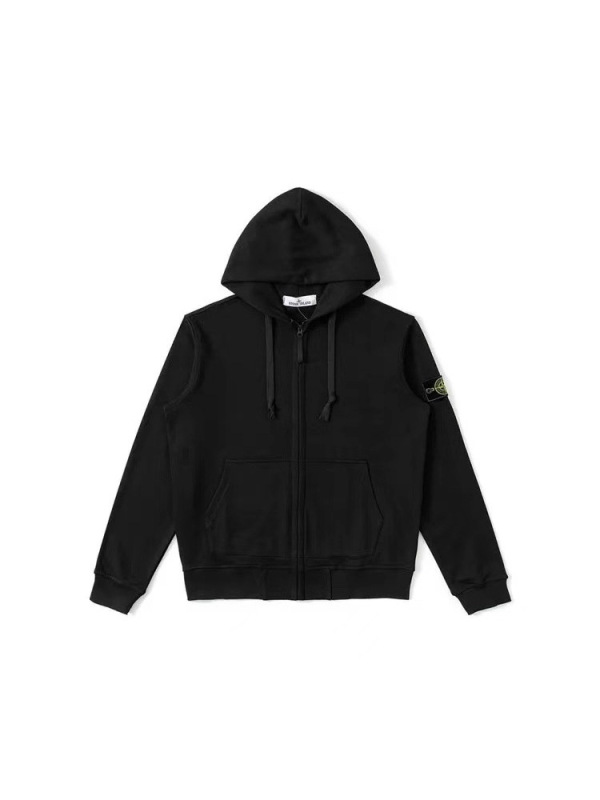 跨境STONE ISLAND石头24ss纯色开衫拉链连帽卫衣上衣休闲外套潮岛|undefined