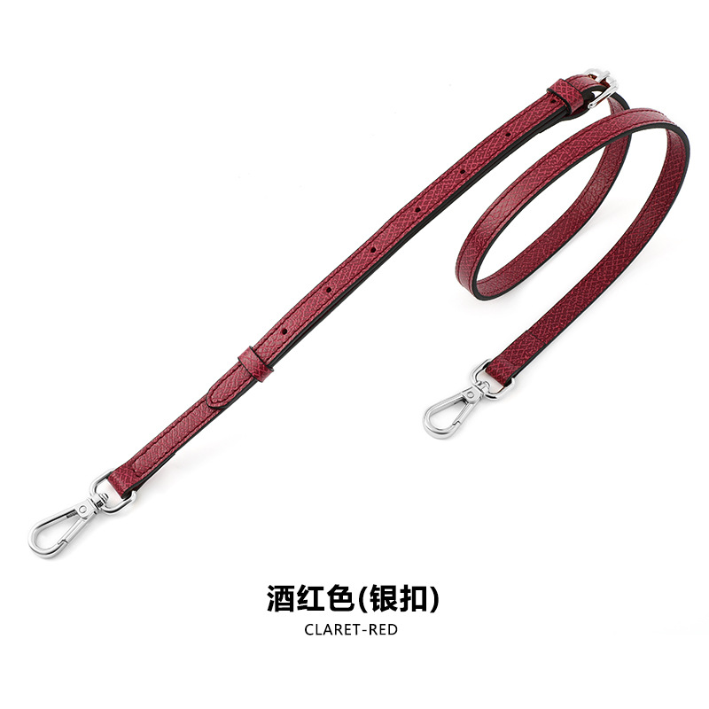 A- 48 first layer cowhide 1.2cm adjustable wine red silver buckle