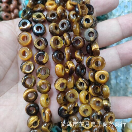 Jade Pendant Tiger Eye Stone Pendant Large Hole Tiger Eye Stone Pendant Necklace Accessory Abacus Bead Pendant Jade Bead Pendant