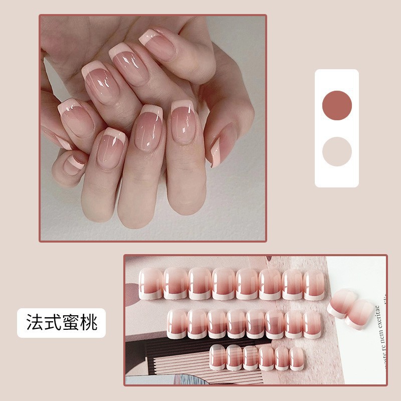 Pequeño Libro Rojo TikTok usar gel de gelatina de uñas parche de uñas desmontable corto terminado temperamento de belleza de uñas pieza de belleza de uñas