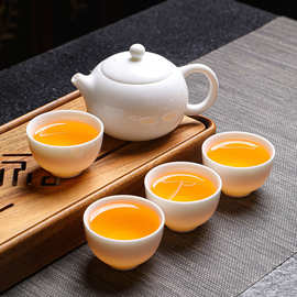 羊脂玉白瓷功夫茶具中式小套白瓷茶壶茶道家用办公室会客泡茶批发