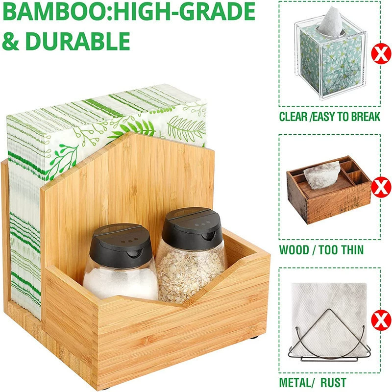 Деревянная коробка для хранения бамбука и дерева для домашнего использования Современная минималистичная стойка для хранения бумажных полотенец для ресторана