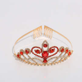 新款中式新娘皇冠镶钻宝石水钻新娘饰品婚饰礼服配饰发箍头饰批发