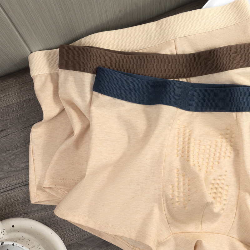 Algodón sin impresión y teñido, algodón hombre, calzoncillos de algodón, cordyceps masaje, partículas físicas antibacterianas, entrepierna, pantalones transpirables para hombres