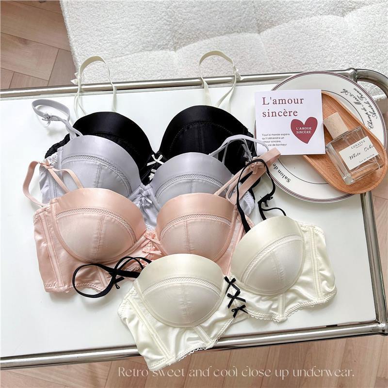 Sexy Pure Lust Intimates for Women with Small Breasts, French Shoulder Straps, Removable Wire-Free Breast-Retracting Slim Bra Set