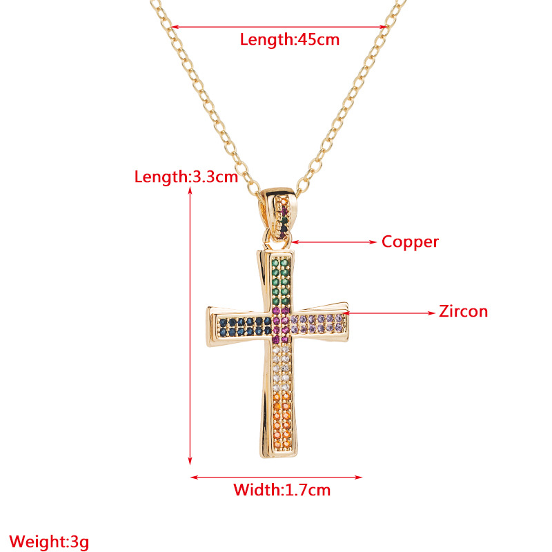 Fashion Copper Plated Real Gold Micro Inlaid Color Zircon Pendant Necklace display picture 1