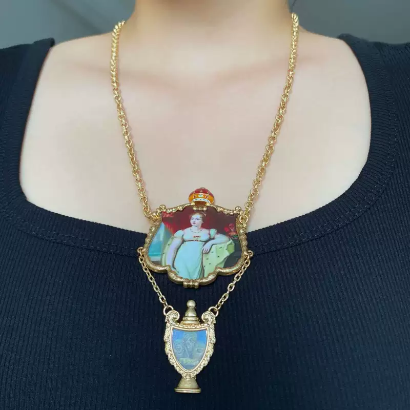 Retro necklace, fashionable pendant, design chain for key bag , European style