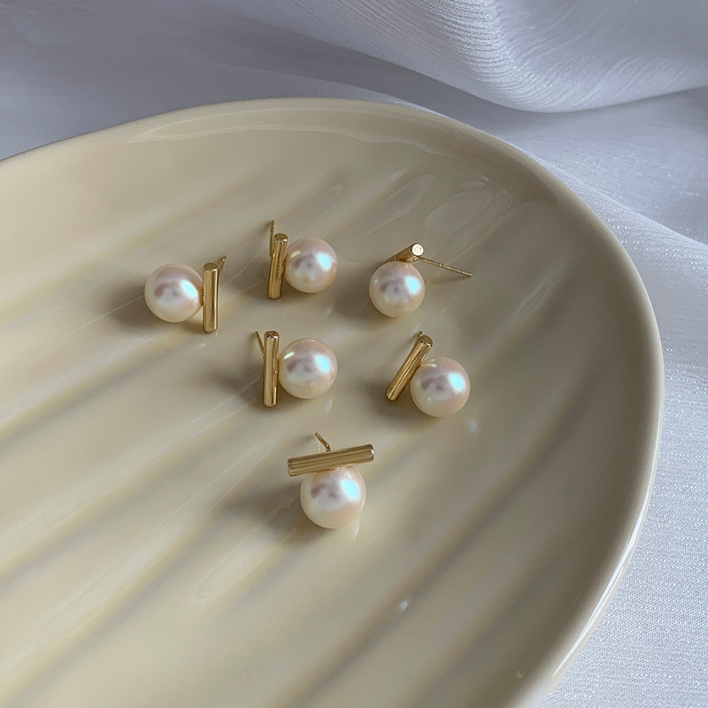 12g Weight Earrings Classification 1 Pair Simple Style Commute Geometric Imitation Pearl Alloy Earrings