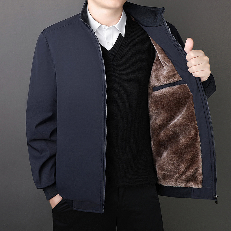 Papá de tamaño extra otoño y invierno con algodón de terciopelo de mediana edad con abrigo caliente de algodón de cuello de hombre ropa de algodón casual abuelo
