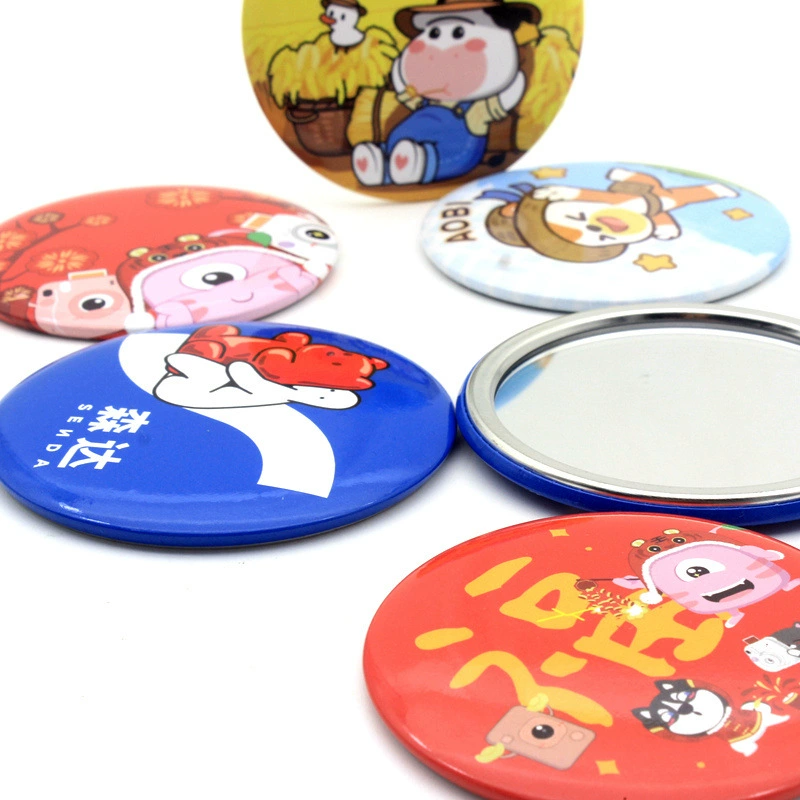 Практичный рекламный небольшой подарок зеркало цветная печать круглое зеркало жести зеркало фигура Печать зеркало с ключом